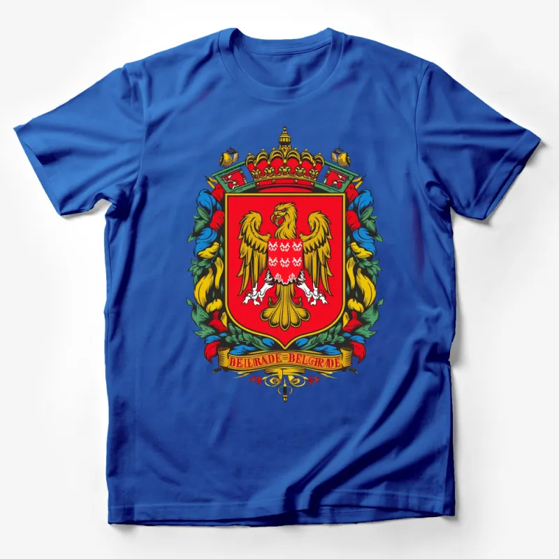 Vintage Belgrade Coat of Arms T-Shirt, Colorful Historical Emblem Tee Male T-Shirt