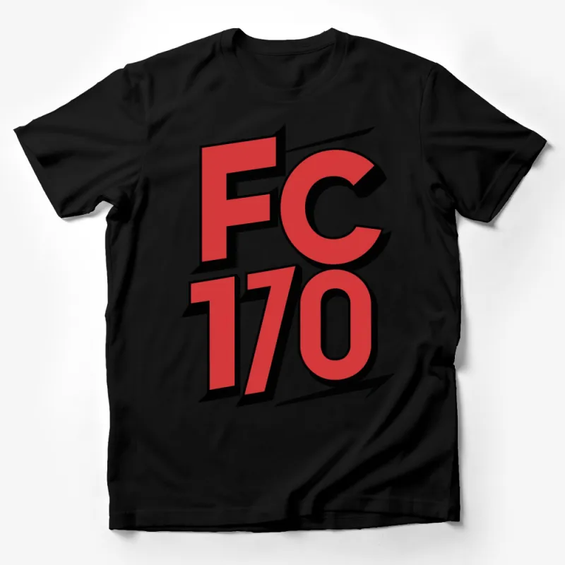 FC 170 Bold Red and Black Graphic T-Shirt, Retro Style Sporty Tee, Casual Fashion Top for All Male T-Shirt