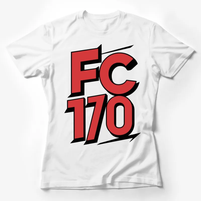 FC 170 Bold Red and Black Graphic T-Shirt, Retro Style Sporty Tee, Casual Fashion Top for All Female T-Shirt