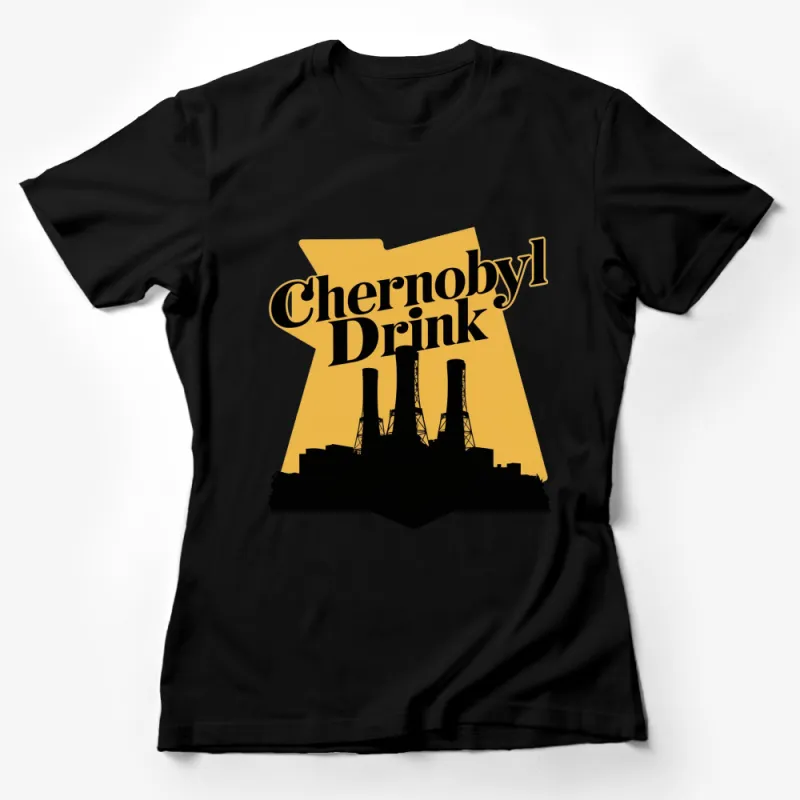 Chernobyl Drink Vintage T-Shirt, Nuclear Plant Silhouette, Retro Style Graphic Tee, Ukrainian Iconic Landmark Shirt Female T-Shirt