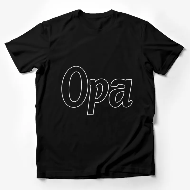 Trendy Opa Graphic T-Shirt, Minimalist White on Black Design, Unisex Casual Wear Male T-Shirt