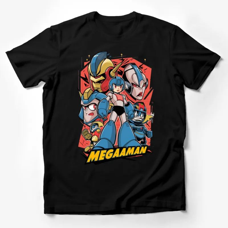 Mega Man Character T-Shirt, Classic Video Game Tee, Retro Gaming Shirt, Colorful Graphic Tee Male T-Shirt