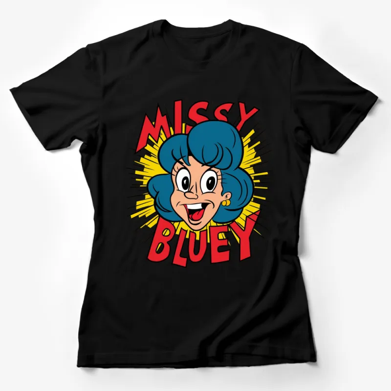 Missy Bluey Cartoon Character T-Shirt, Bold Comic Style Design, Retro Fashion Tee Female T-Shirt