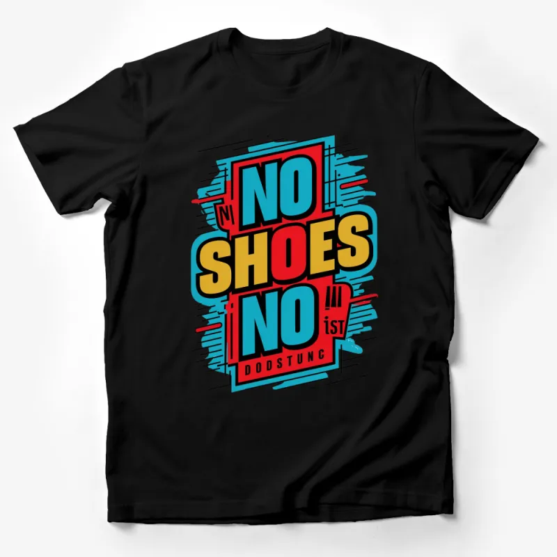 Colorful No Shoes No Shirt No Service T-Shirt, Retro Graphic Tee, Unisex Summer Fashion Top Male T-Shirt