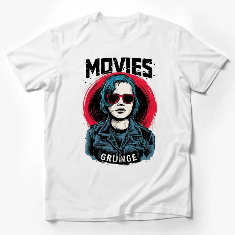 Retro Grunge Movies T-Shirt, 90s Style Pop Art Tee, Bold Colorful Graphic Print Shirt Male T-Shirt