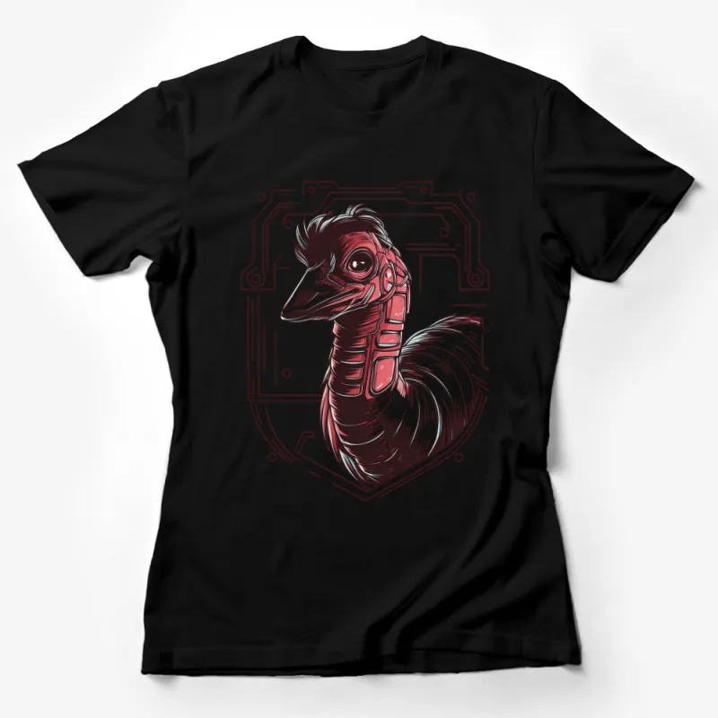 Cyberpunk Emu Graphic T-Shirt, Urban Streetwear, Unique Animal Design Tee, Futuristic Style Clothing Female T-Shirt