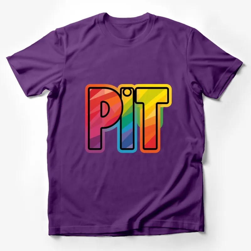 Rainbow PIT Lettering Graphic T-Shirt, Colorful Pride Casual Wear, Unisex Tee Male T-Shirt