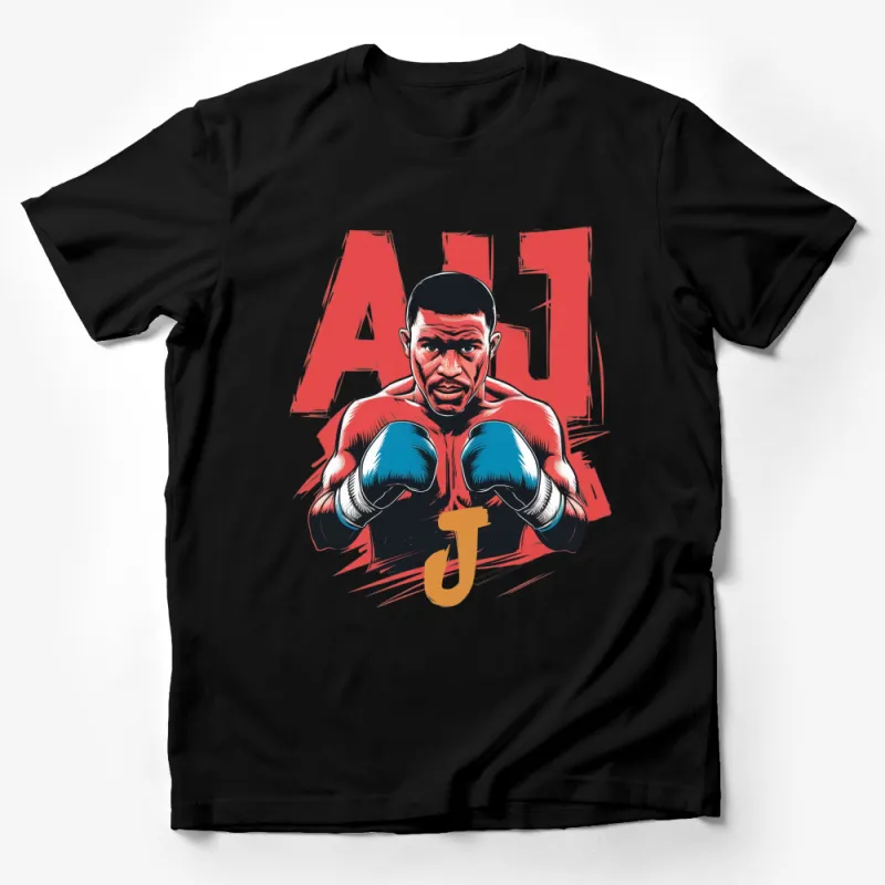 Vintage Boxing Champion AJ Graphic T-Shirt, Red and Blue Bold Fighter Tee, Casual Sportswear, Athletic Apparel for Men Male T-Shirt