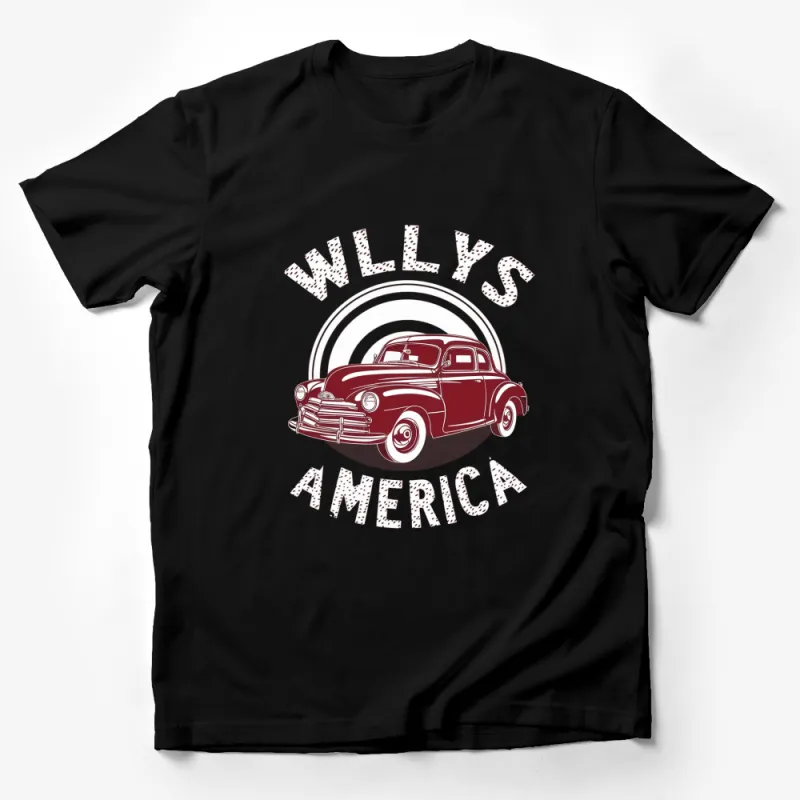 Vintage Car T-Shirt, Willys America Classic Car Enthusiast Tee, Retro Automotive Shirt, Gift for Car Lovers Male T-Shirt