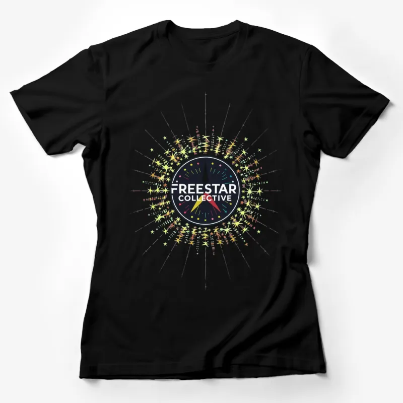 Freestar Collective Graphic T-Shirt, Unisex Modern Starburst Design Tee, Stylish Casual Wear Female T-Shirt