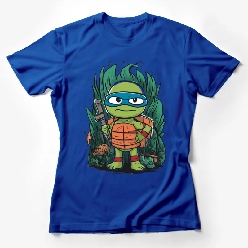 Cool Ninja Turtle Cartoon Warrior Graphic T-Shirt, Fun Kids and Adults Casual Wear Female T-Shirt