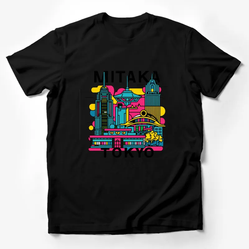 Colorful Tokyo Skyline Graphic T-Shirt, Vibrant City Art, Urban Style Tee, Unique Japan Inspired Shirt Male T-Shirt