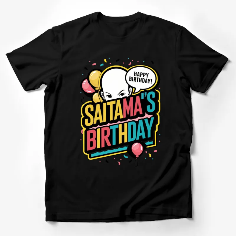 Saitama's Birthday T-Shirt, Happy Birthday One Punch Man, Anime Party Celebration Tee, Gift for Anime Fans Male T-Shirt