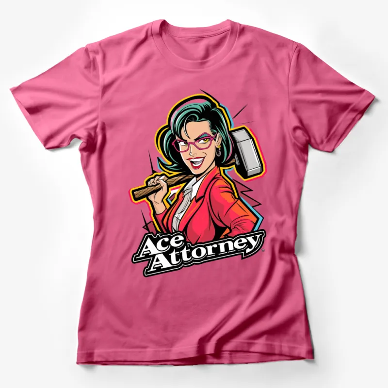 Ace Attorney Lawyer Pop Art Style Colorful T-Shirt, Cool Cartoon Lawyer Graphic Tee, Legal Professional Gift Female T-Shirt