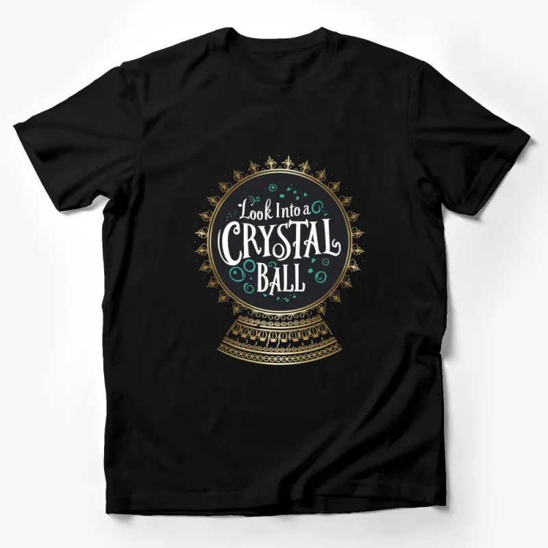 Crystal Ball Graphic Tee, Mystical Fortune Teller T-Shirt, Spiritual Boho Apparel Male T-Shirt