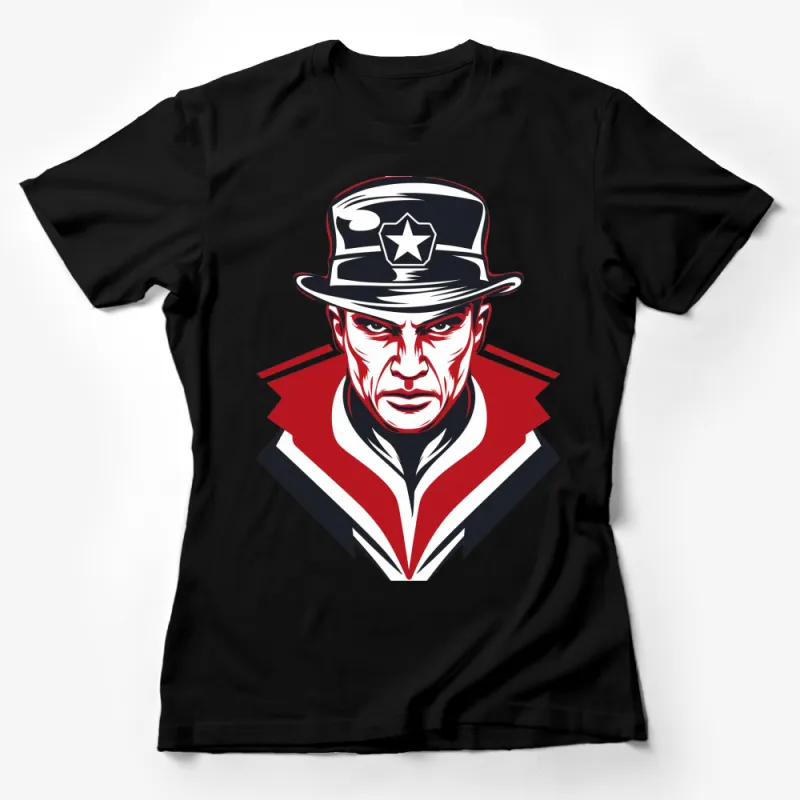 Men's Vintage Inspired Red and Black Police Officer Graphic T-Shirt, Bold Unique Design Female T-Shirt