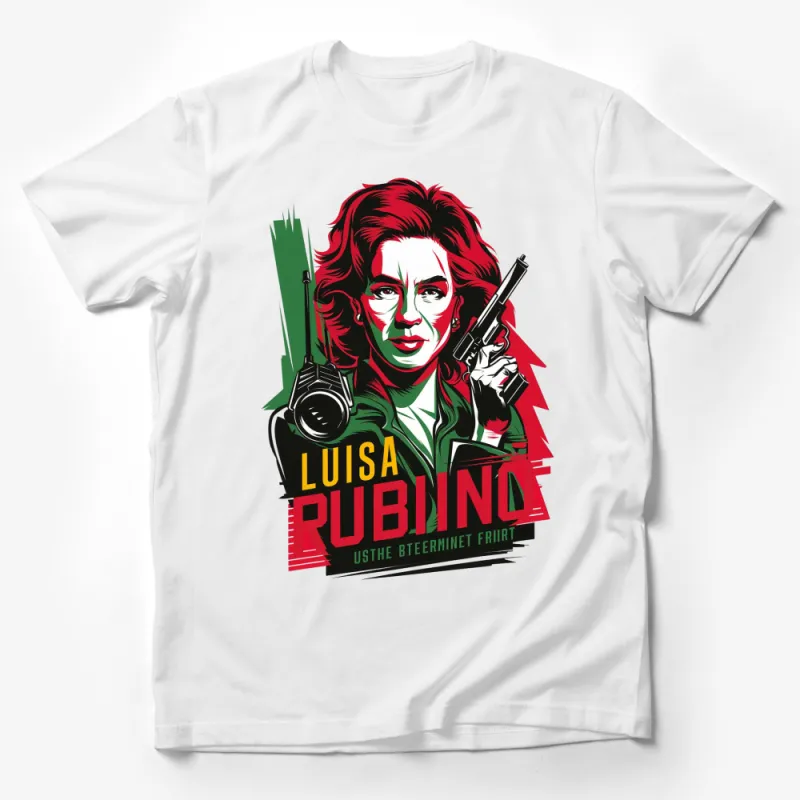 Luisa Rubino Inspired Graphic T-Shirt, Bold Red and Green, Pop Culture Fashion, Unique Gift Idea Male T-Shirt