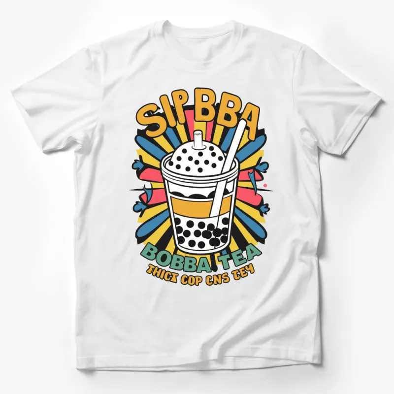 Colorful Boba Tea Graphic T-Shirt, Fun Bubble Tea Lover Tee, Stylish Unisex Casual Wear Male T-Shirt