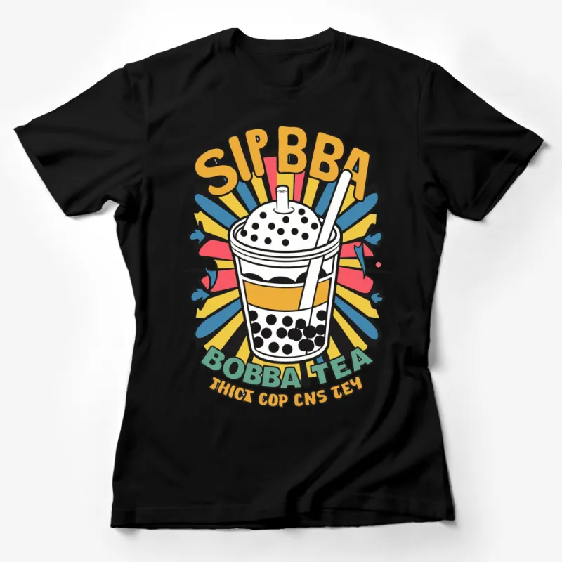 Colorful Boba Tea Graphic T-Shirt, Fun Bubble Tea Lover Tee, Stylish Unisex Casual Wear Female T-Shirt