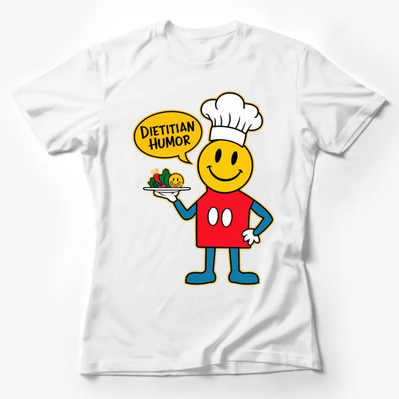 Funny Dietitian T-Shirt, Chef Smiley Face with Food, Humor Tee for Nutrition Experts, Unique Gift Idea Female T-Shirt