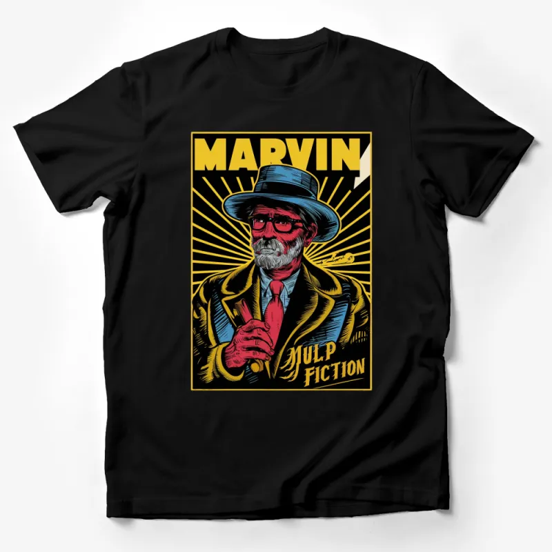 Vintage Marvin Pulp Fiction Parody Graphic T-Shirt, Retro Comic Art, Unique Pop Culture Tees, Gift for Movie Fans Male T-Shirt