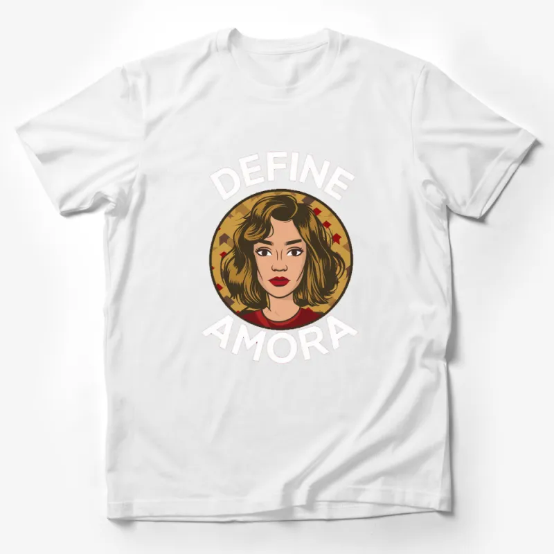 Define Amora Vintage Style Portrait T-Shirt, Retro Artistic Graphic Tee, Unique Woman Illustration Shirt Male T-Shirt