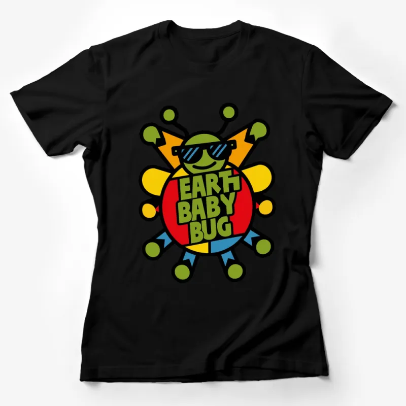 Bright Earth Baby Bug Cartoon T-Shirt, Colorful Insect Graphic Tee, Fun Kids Unisex Shirt, Cool Summer Top Female T-Shirt