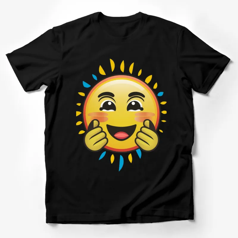 Bright Smiling Sun Emoji Graphic T-Shirt, Fun Sunshine Face Tee, Colorful Summer Shirt for Kids and Adults Male T-Shirt