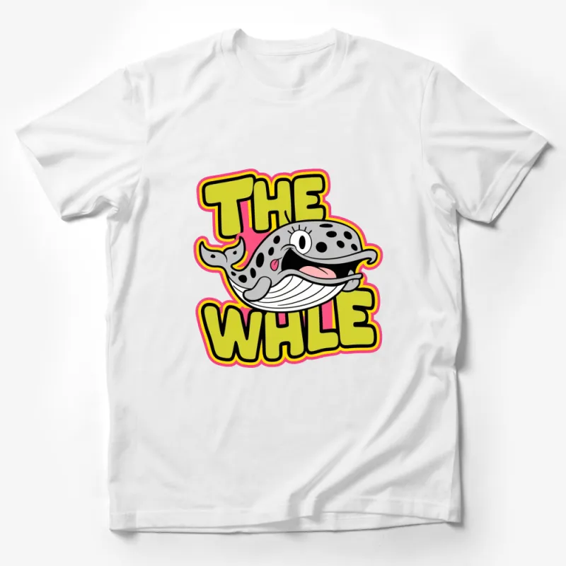 Colorful Cartoon Whale T-Shirt, Funny Ocean Animal Graphic Tee, Unisex Adult Clothing, Gift for Marine Life Lovers Male T-Shirt