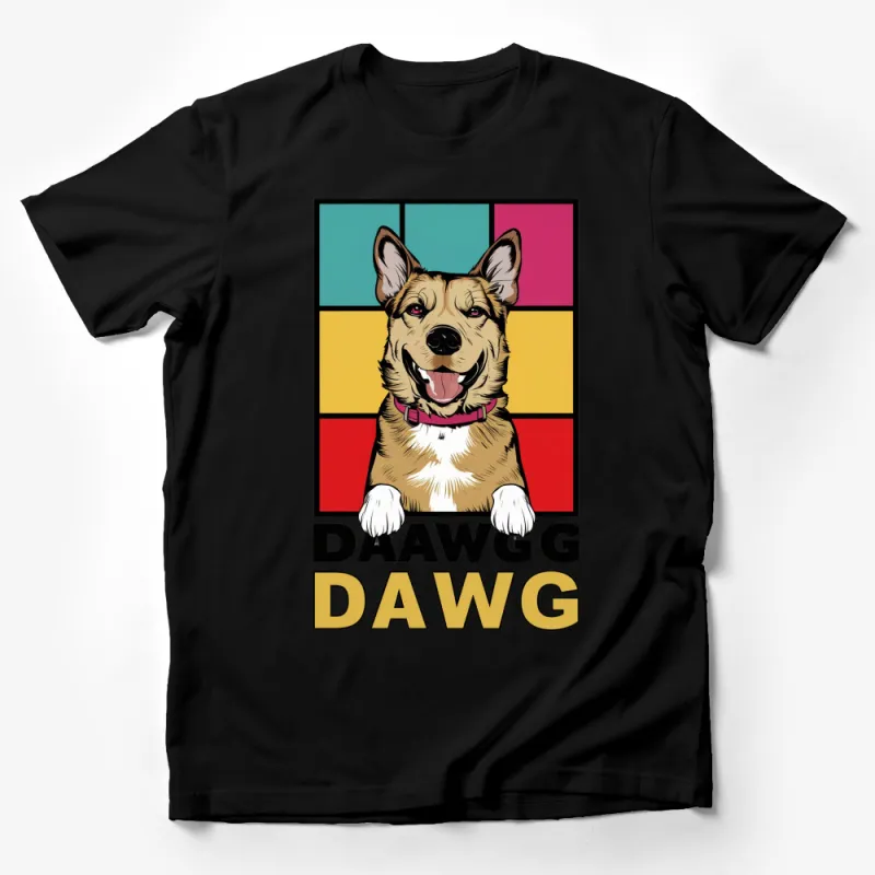 Colorful Pop Art Dog T-Shirt, Fun Corgi Graphic Tee, Bright Rainbow Color Blocks Pet Lover Gift Male T-Shirt