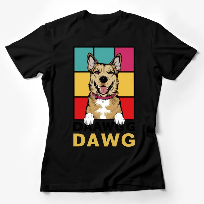 Colorful Pop Art Dog T-Shirt, Fun Corgi Graphic Tee, Bright Rainbow Color Blocks Pet Lover Gift Female T-Shirt