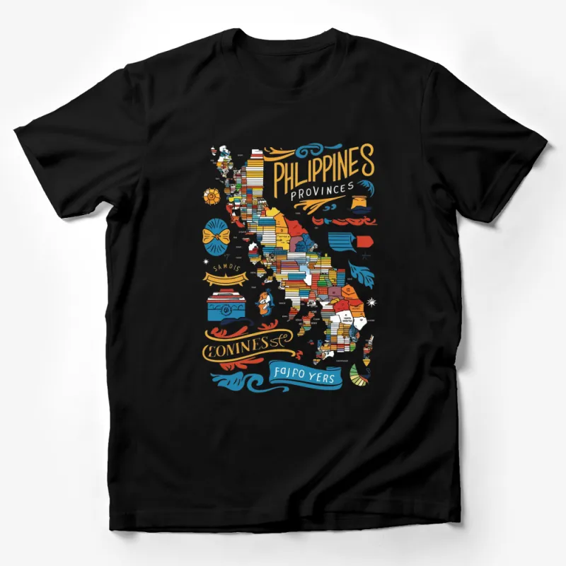 Colorful Philippines Map T-Shirt, Filipino Heritage Graphic Tee, Philippines Provinces Unisex Shirt Male T-Shirt