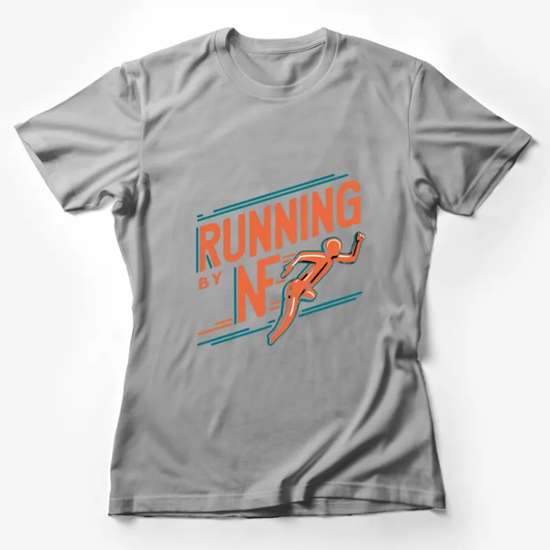 Retro Style Running By Neon Graphic T-Shirt, Vibrant Fitness Apparel, Athleisure Wear Female T-Shirt