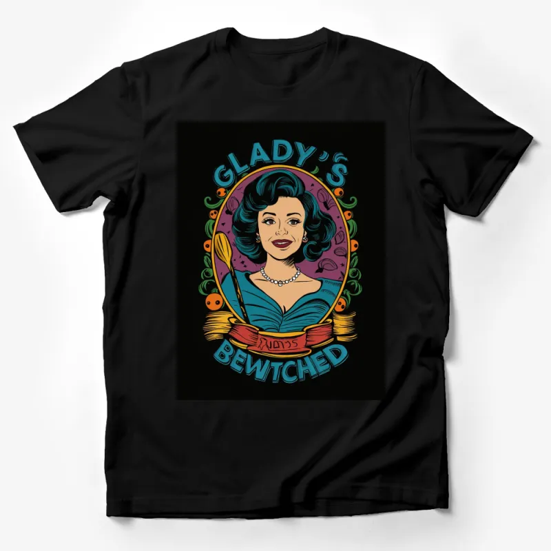 Vintage Inspired Bewitched Lady's T-Shirt, Retro Pop Art Style, Colorful Graphic Tee Male T-Shirt