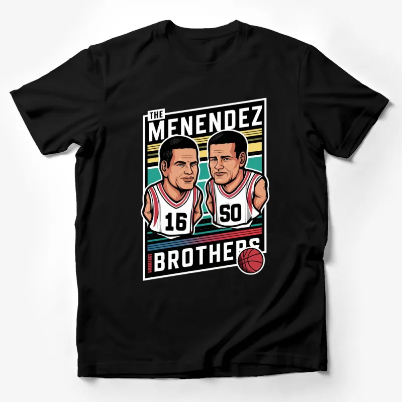 Menendez Brothers Vintage Basketball Poster T-Shirt, Retro Style Graphic Tee, Unique 90s Pop Culture Shirt Male T-Shirt