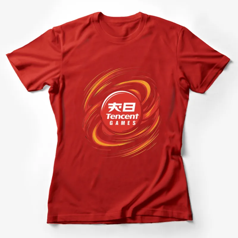 Tencent Games Logo T-Shirt, Swirling Red and Orange Graphic, Unisex Tee Female T-Shirt