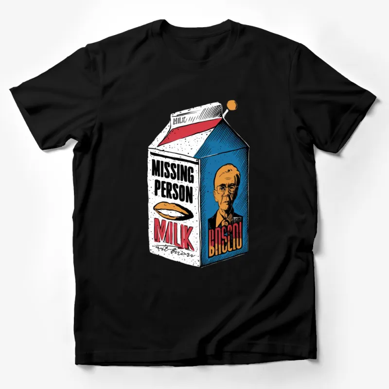 Vintage Milk Carton Missing Person Graphic T-Shirt, Unique Retro Style Casual Wear Male T-Shirt