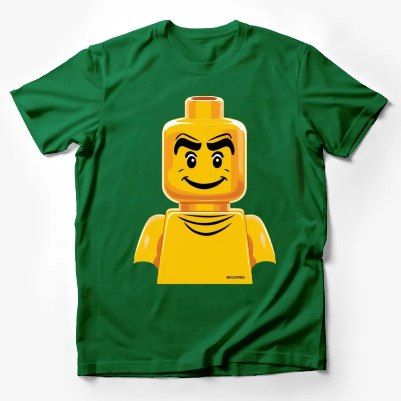 Fun Yellow Toy Block Character T-Shirt, Cartoon Graphic Tee for All Ages, Unisex Casual Shirt Male T-Shirt