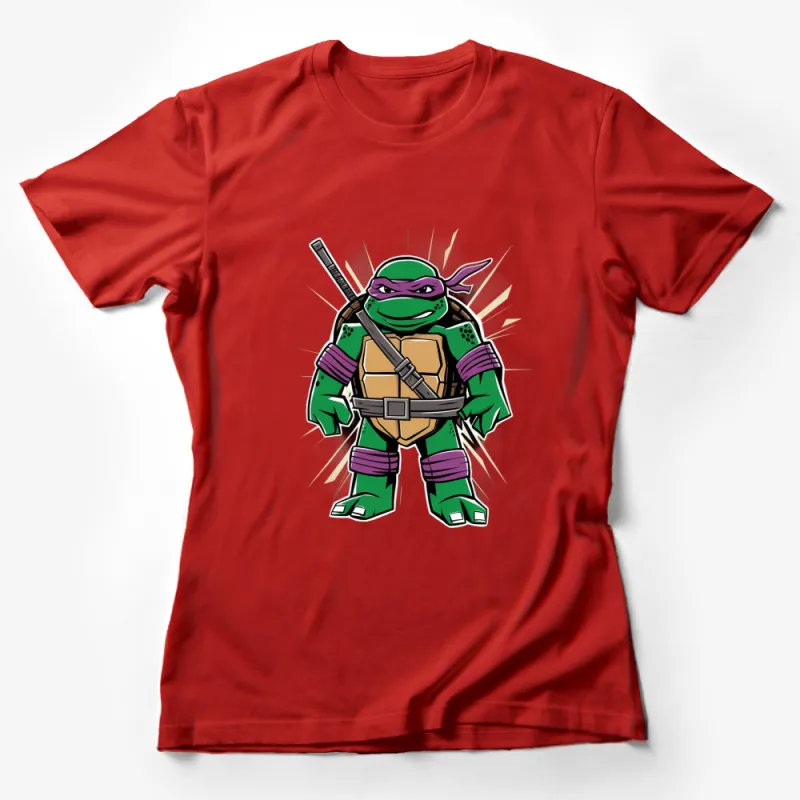 Teenage Mutant Ninja Turtle Inspired T-Shirt, Purple Bandana, Cartoon Turtle Graphic Tee, Unisex Female T-Shirt