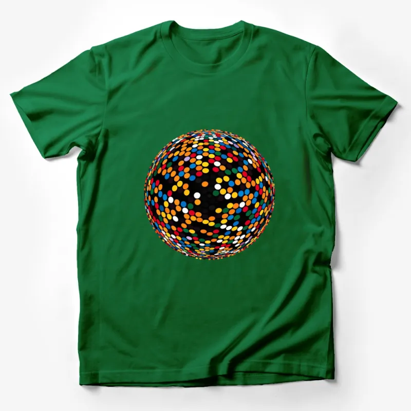 Colorful Polka Dot Sphere Design T-Shirt, Unisex Graphic Tee, Casual Streetwear, Unique Abstract Pattern Top Male T-Shirt