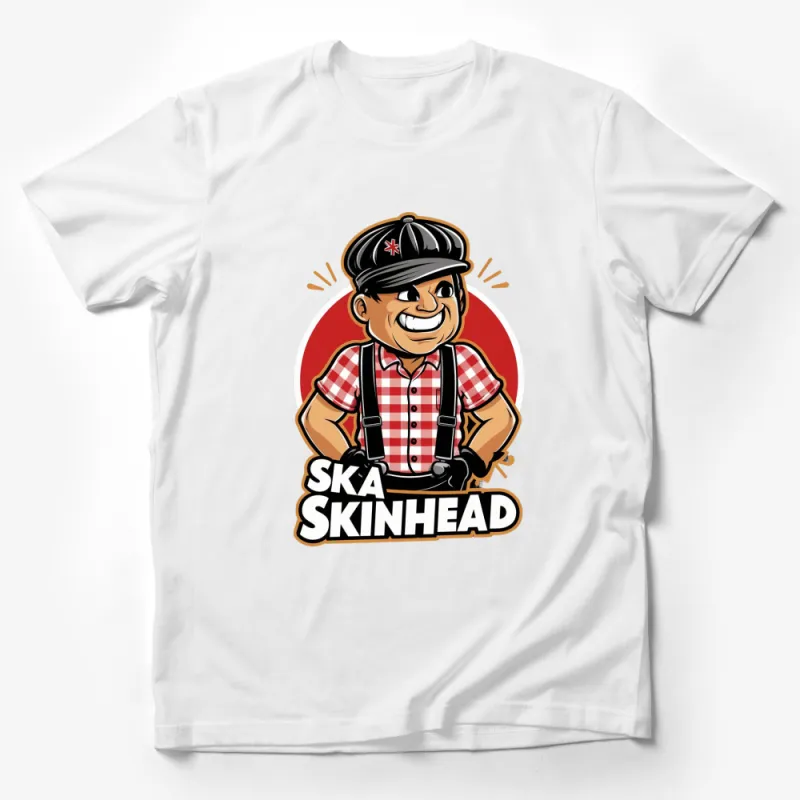 Ska Skinhead Graphic T-Shirt, Retro Music Enthusiast, Vintage Style Checkerboard and Star, Unisex Tee Male T-Shirt