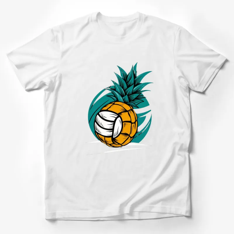 Tropical Pineapple Soccer Ball T-Shirt, Summer Sports Tee, Fun Fruit Football Design for All Ages Male T-Shirt