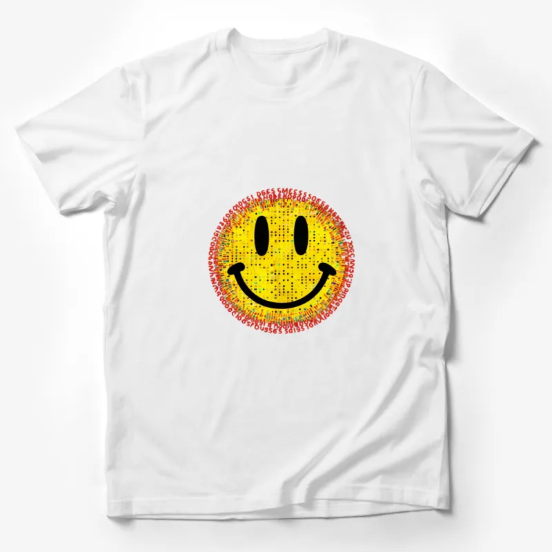 Bright Yellow Smiley Face T-Shirt, Happy Emoticon Tee, Unisex Graphic Shirt, Summer Casual Wear Male T-Shirt