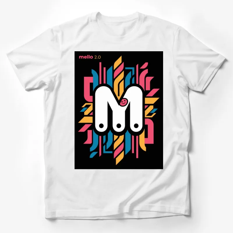 Colorful M Letter Graphic T-Shirt, Modern Art Style Tee, Vibrant Abstract Design, Unisex Male T-Shirt