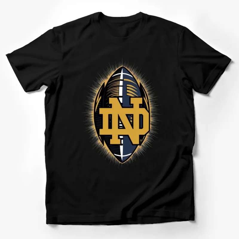 Notre Dame Football Logo T-Shirt, Golden and Navy Graphic Tee, College Sports Fan Apparel Male T-Shirt