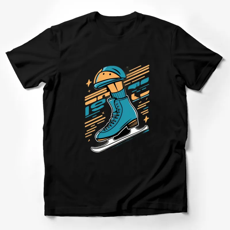 Retro Ice Skate T-Shirt, Vintage Hockey Helmet, Winter Sports Tee, Unisex Skating Apparel Male T-Shirt