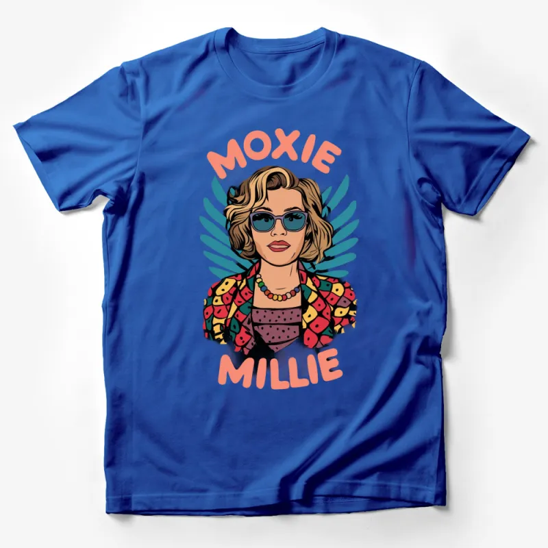 Moxie Millie Colorful Retro Fashion T-Shirt, Vintage Style Graphic Tee, Bold Women's Top Male T-Shirt