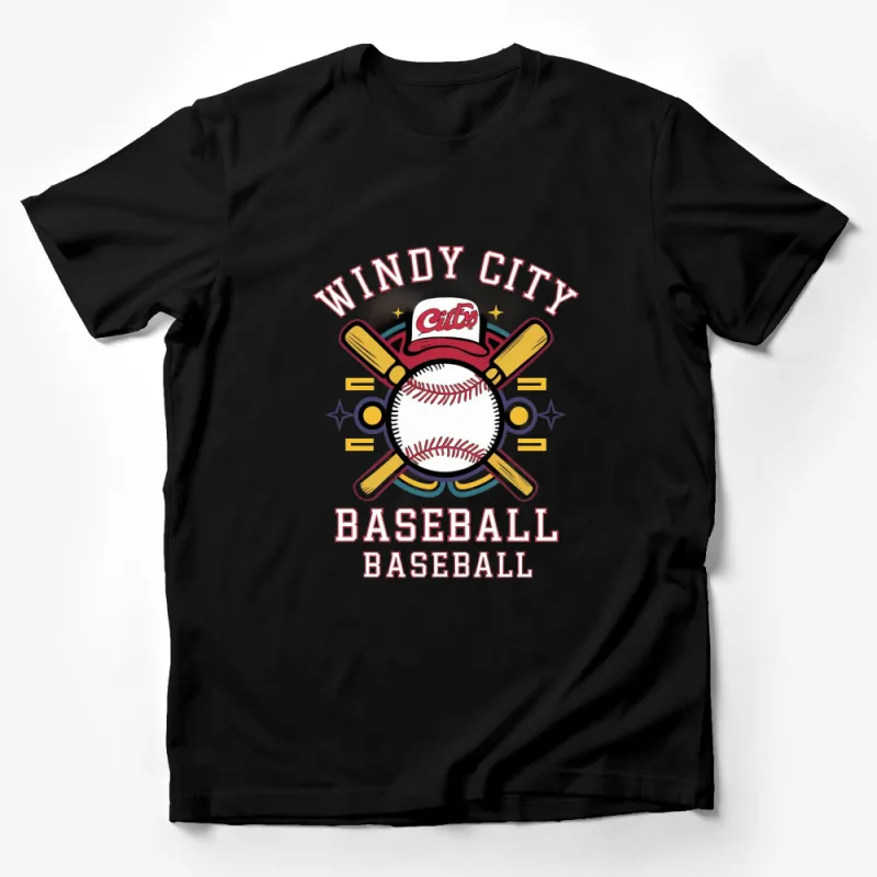 Windy City Baseball Graphic T-Shirt, Vintage Style Chicago Sports Tee, Unisex Casual Wear Male T-Shirt