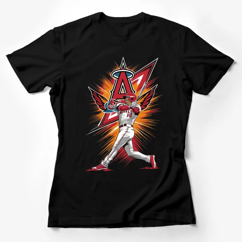 Vintage Baseball Player Graphic Tee, Retro Angels Inspired Sports T-Shirt, Unique Athletic Casual Wear Female T-Shirt