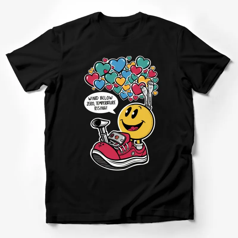 Colorful Heart Balloons Smiley Face T-Shirt, Fun Pop Art Graphic Tee, Unique Gift for All Ages Male T-Shirt